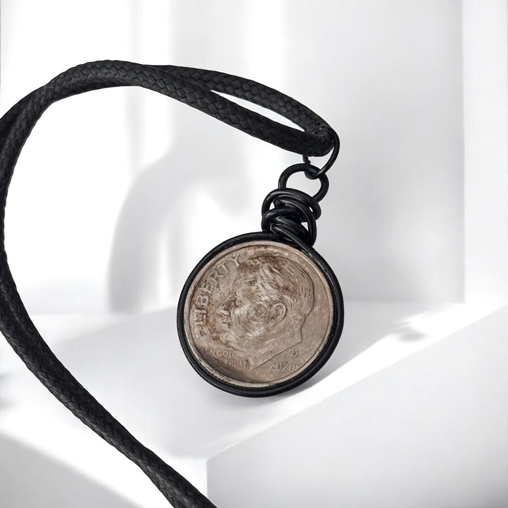 5 For $25💫Oxidized Alternative Dime Coin Pendant Necklace